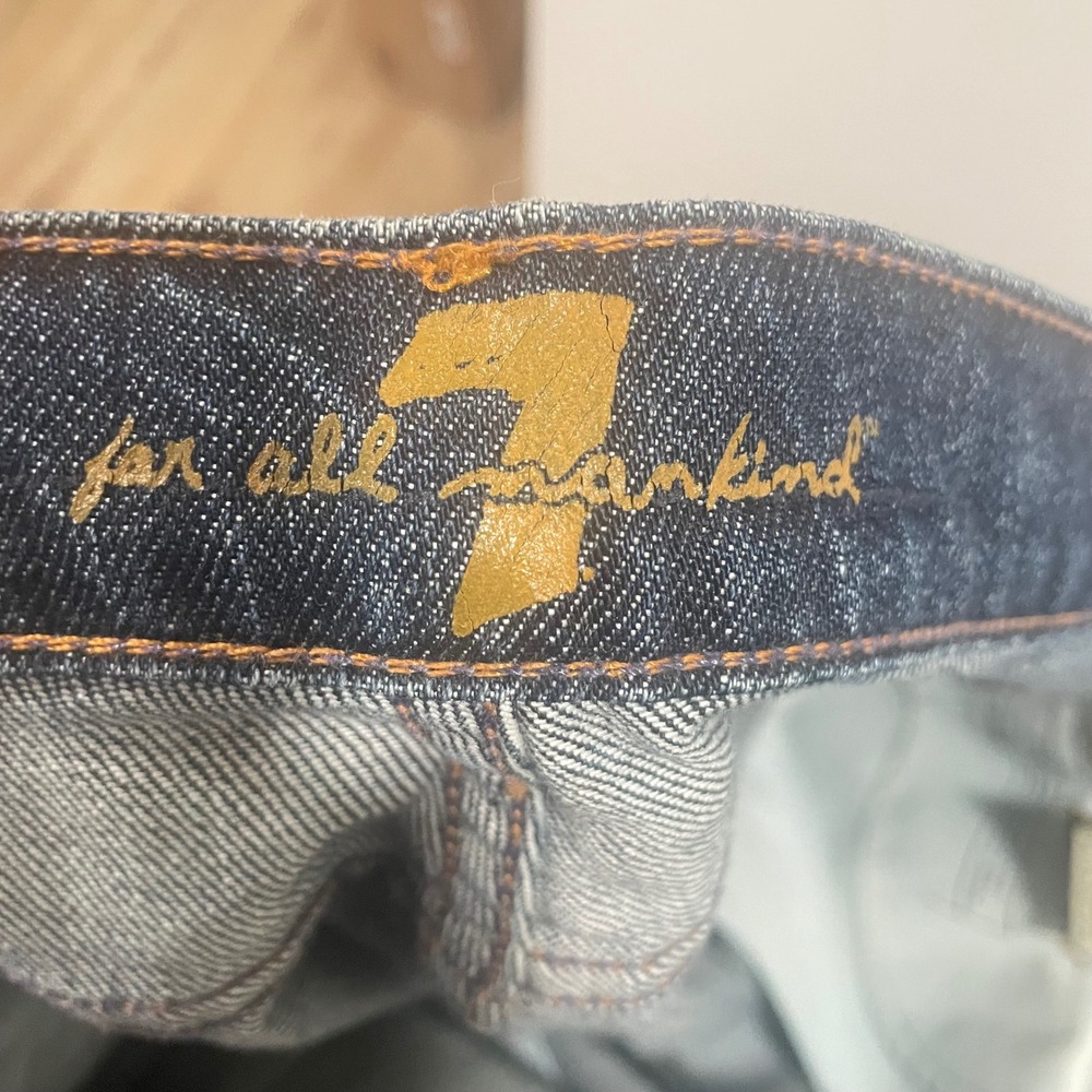 7 For All Mankind Flare Jeans Dark Wash Made in USA Size 31 (34x33) - Picture 7 of 10